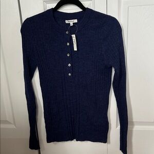 Madewell Navy Ribbed Henley Sweater